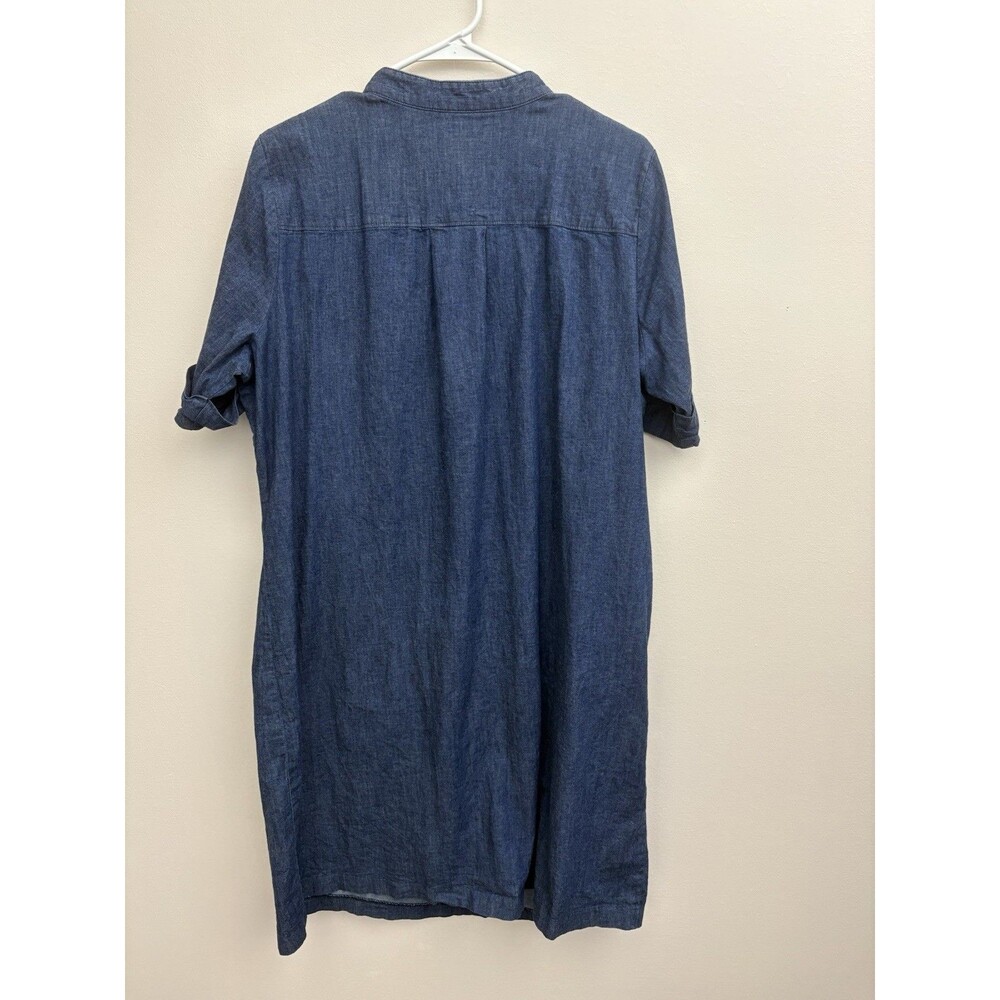 Anne Klein Shift Stretch Denim Blue 1/4 Zip Short Sleeve  Knee Length Dress 1XL - Picture 5 of 13